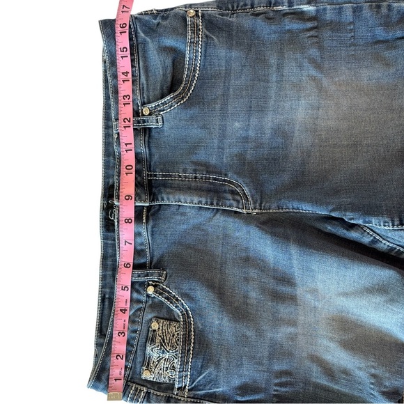 Vintage Women’s Shorts Rhinestones Embellished Stretch Faded Blue Boho Size 14 - Picture 8 of 10